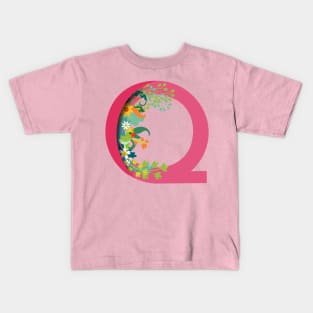 Tropical alphabet q Kids T-Shirt